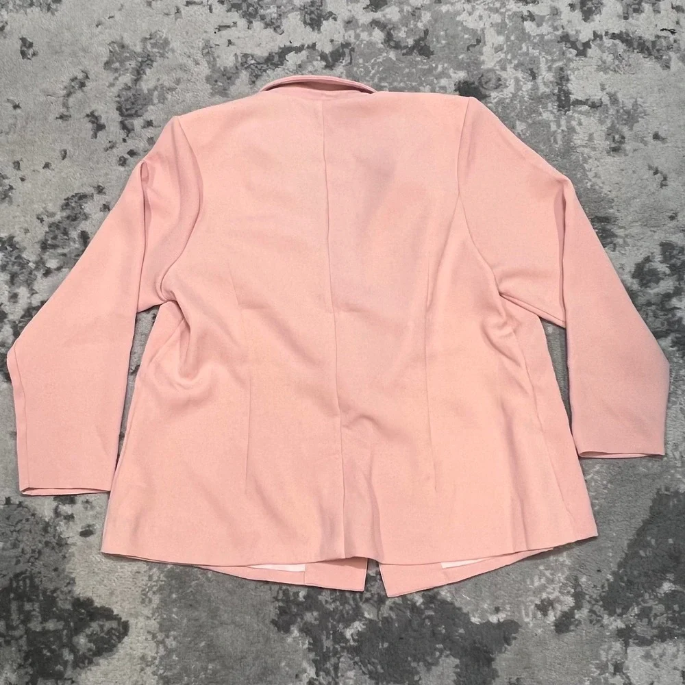 JustFab Womens 1X Blush‎ Pink Single Button Notched Lapel Blazer Jacket